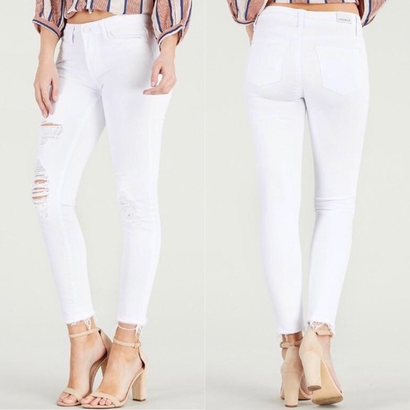 Judy Blue White Distressed Crop Skinny Jeans - Picture 3 of 3